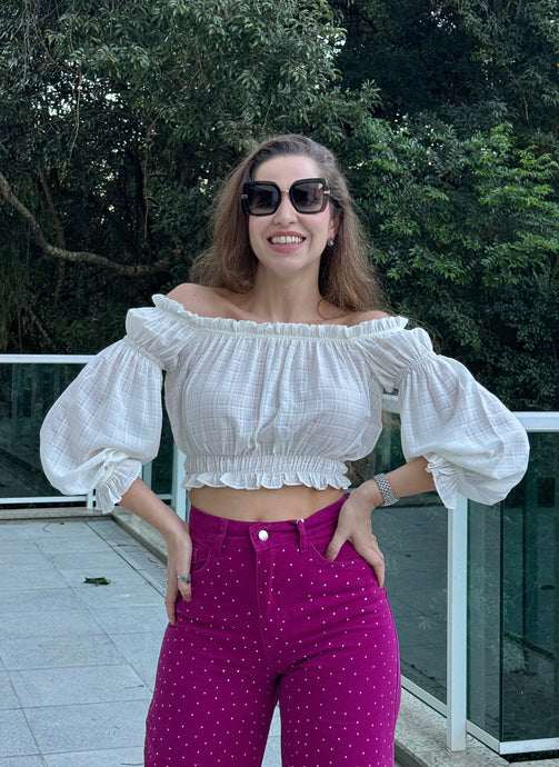 BLUSA OMBRO A OMBRO OFF WHITE MORINA DI LUSSO 36198