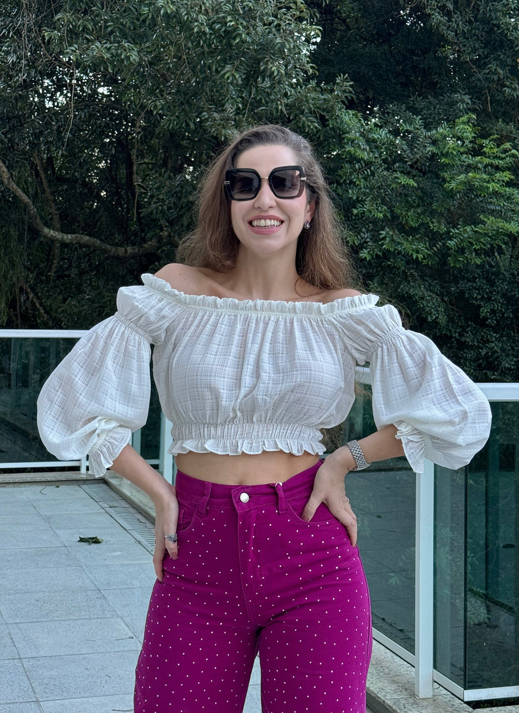 BLUSA OMBRO A OMBRO OFF WHITE MORINA DI LUSSO 36198