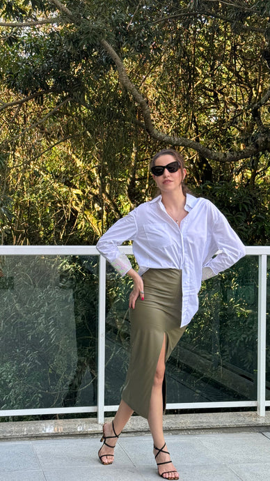 CAMISA OFF WHITE COM STRASS MG 420376 DI LUSSO LA CHOCOLE